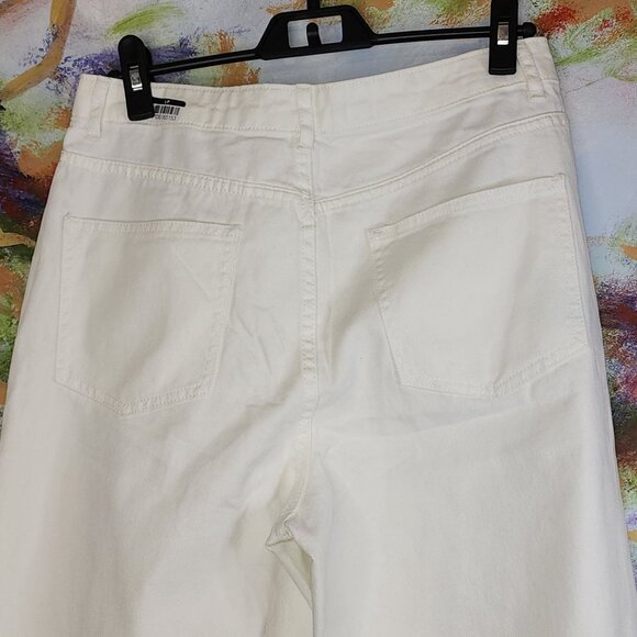 White Future Collective High-Waisted Straight Leg Jeans with cutout front pocket - Picture 8 of 8